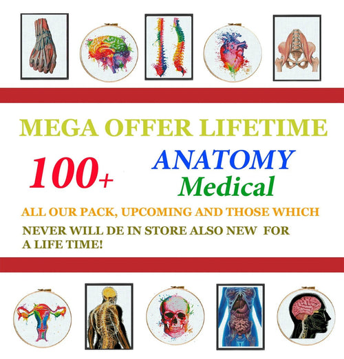 100+ Medical Anatomy Cross Stitch Patterns Bundle PDF | Lifetime Mega Pack | Skeleton Skull Spine Heart Brain | Instant Download Charts - NuttyHappyHobby
