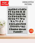 ABC Alphabet Cross Stitch Pattern PDF, Bold Decorative Uppercase and Lowercase Font with Numbers and Symbols, Custom Name Embroidery Chart - NuttyHappyHobby