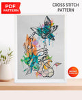 Anatomical Heart Cross Stitch Pattern PDF, Gothic Butterfly Medical Embroidery Design, Watercolor Anatomy Wall Art Instant Download - NuttyHappyHobby