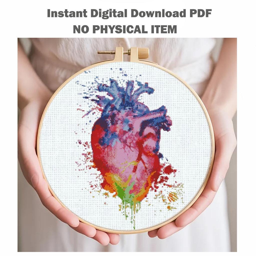 Anatomy Cross Stitch Bundle PDF, Brain Spine Heart Pelvis Rib Cage X Ray Embroidery Patterns, Medical Wall Art Set Download, Pattern Keeper - NuttyHappyHobby