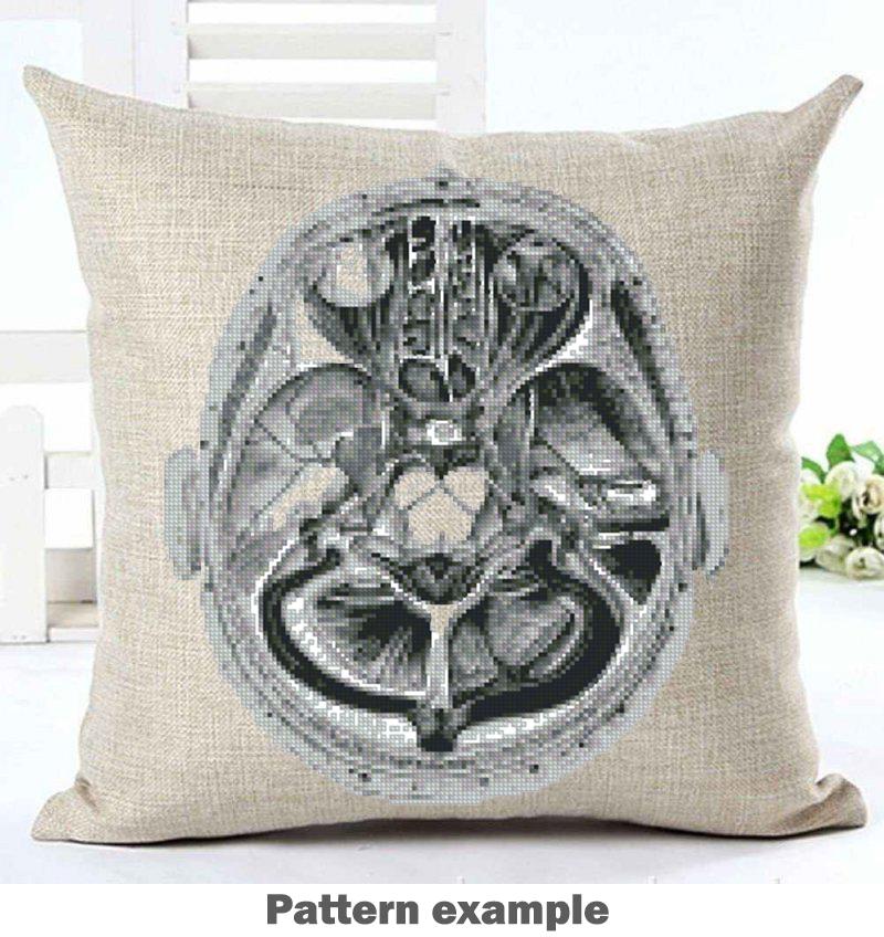 Anatomy Cross Stitch Pattern Bundle PDF, Brain Anatomy Embroidery Set, Gothic X Ray Medical Cross Stitch, Skull Neuroscience Art - NuttyHappyHobby