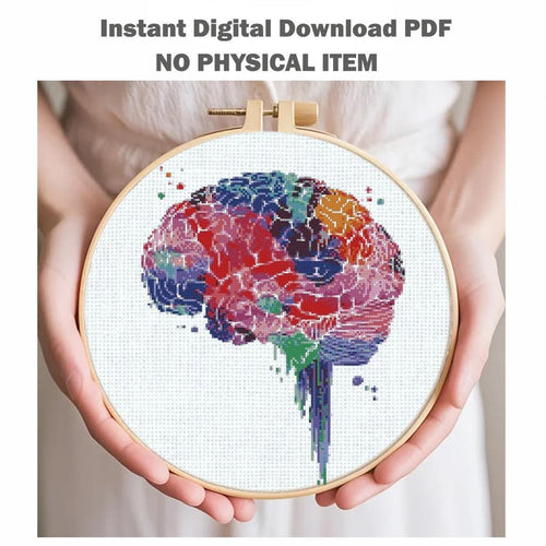 Anatomy Cross Stitch Pattern Bundle PDF, Brain Anatomy Embroidery Set, Gothic X Ray Medical Cross Stitch, Skull Neuroscience Art - NuttyHappyHobby