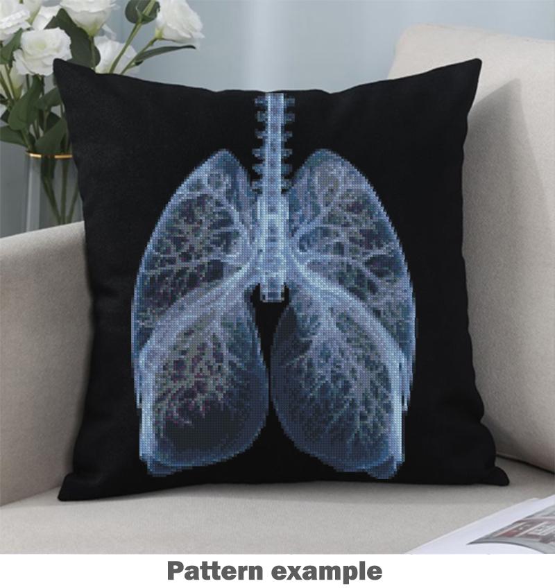 Anatomy Cross Stitch Pattern Bundle PDF, X Ray Embroidery Set of 6, Gothic Medical Anatomy Decor, Brain Skull Spine Heart Lungs Rib Cage - NuttyHappyHobby