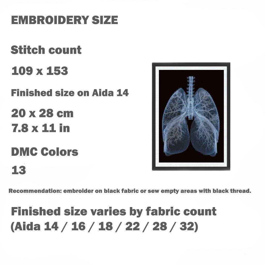 Anatomy Cross Stitch Pattern Bundle PDF, X Ray Embroidery Set of 6, Gothic Medical Anatomy Decor, Brain Skull Spine Heart Lungs Rib Cage - NuttyHappyHobby