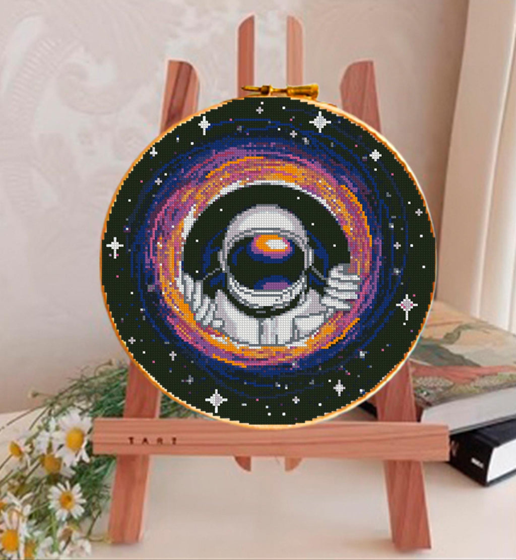 Astronaut Cross Stitch Pattern PDF, Galaxy Space Embroidery Design, Cosmic Astronaut Cross Stitch Chart, Sci - Fi Needlework, Instant Download - NuttyHappyHobby