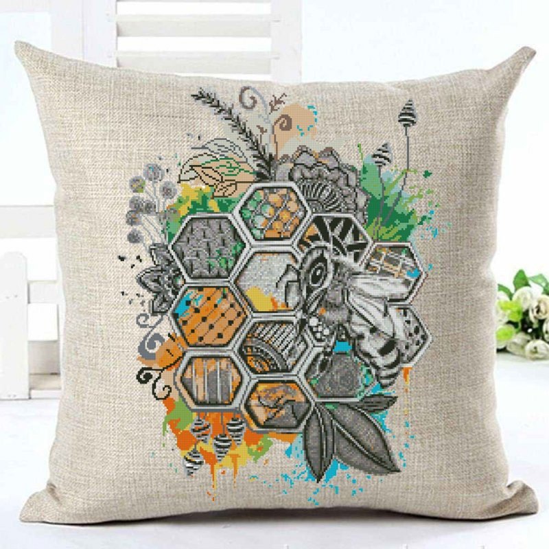 Bee Cross Stitch Pattern PDF, Honeycomb Bee Embroidery Design, Botanical Bee Cross Stitch Chart, Pollinator Nature Needlepoint, download - NuttyHappyHobby