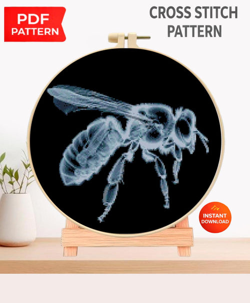 Bee X Ray Cross Stitch Pattern PDF, Insect Anatomy Embroidery Design, Entomology Wall Art, Science Decor Download, Pattern Keeper - NuttyHappyHobby