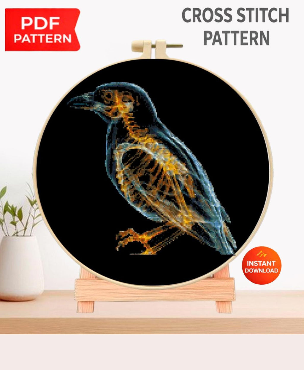 Bird X Ray Cross Stitch Pattern PDF, Avian Anatomy Embroidery Design, Wildlife Skeleton Wall Art Download, Pattern Keeper, digital - NuttyHappyHobby