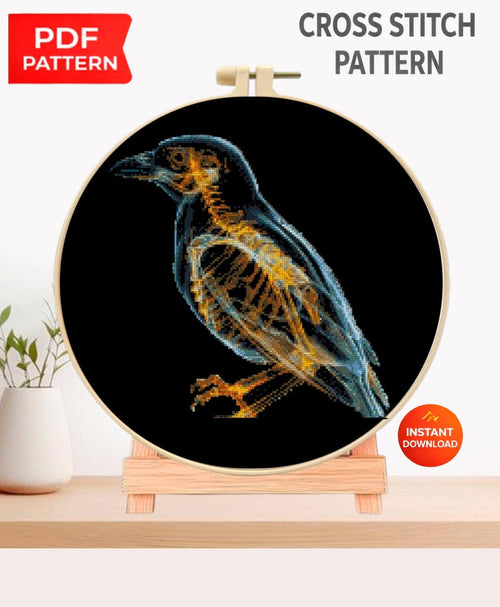 Bird X Ray Cross Stitch Pattern PDF, Avian Anatomy Embroidery Design, Wildlife Skeleton Wall Art Download, Pattern Keeper, digital - NuttyHappyHobby