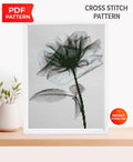 Black Rose Cross Stitch Pattern PDF, Minimal Botanical Flower Embroidery Chart, Gothic Floral Round Hoop Design, Instant Download monochrome - NuttyHappyHobby