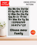 Bold ABC Alphabet Cross Stitch Pattern PDF, Rounded Uppercase and Lowercase Font with Numbers and Symbols, Modern Custom Name Char, download - NuttyHappyHobby