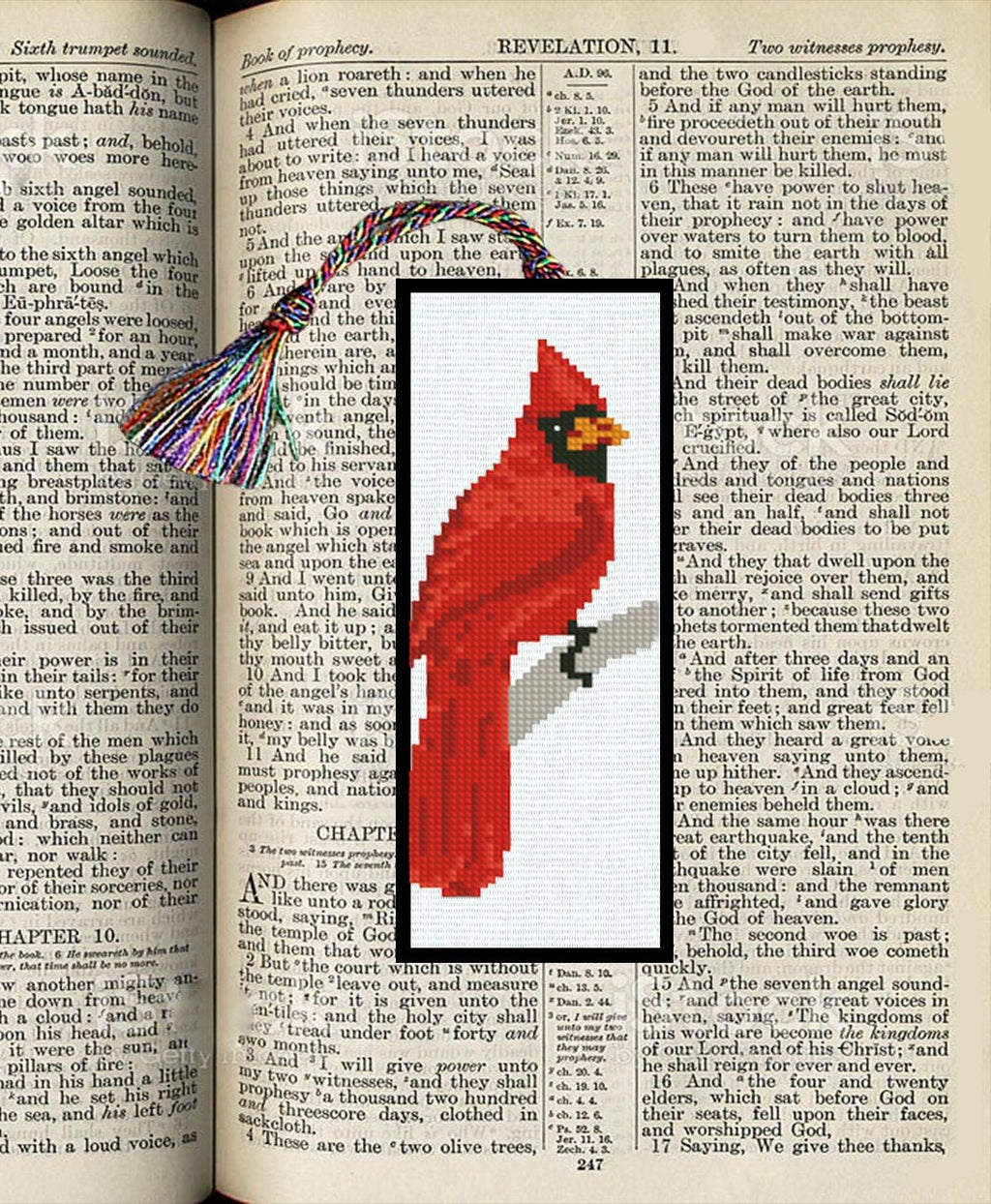 Bookmark, Cardinal Bird Cross Stitch Pattern PDF, Red Cardinal Embroidery Design, Nature Bird Needlepoint Chart, Winter Bird Cross Stitch - NuttyHappyHobby