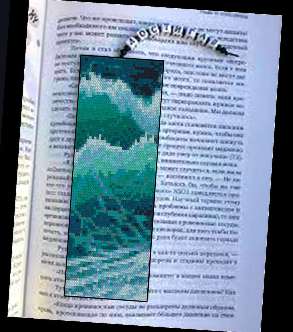 Bookmark, Ocean Waves Cross Stitch Pattern PDF, Sea Landscape Bookmark Embroidery Design, Coastal Ocean Modern Cross Stitch Digital Download - NuttyHappyHobby