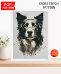 Border Collie Cross Stitch Pattern PDF, Dog Portrait Embroidery Design, Border Collie Needlework Chart, Dog Lover Gift, Animal Cross Stitch - NuttyHappyHobby