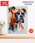 Boxer Dog Cross Stitch Pattern PDF, Realistic Boxer Portrait Embroidery Design, Modern Dog Needlework Chart, Dog Lover Gift, download pdf - NuttyHappyHobby