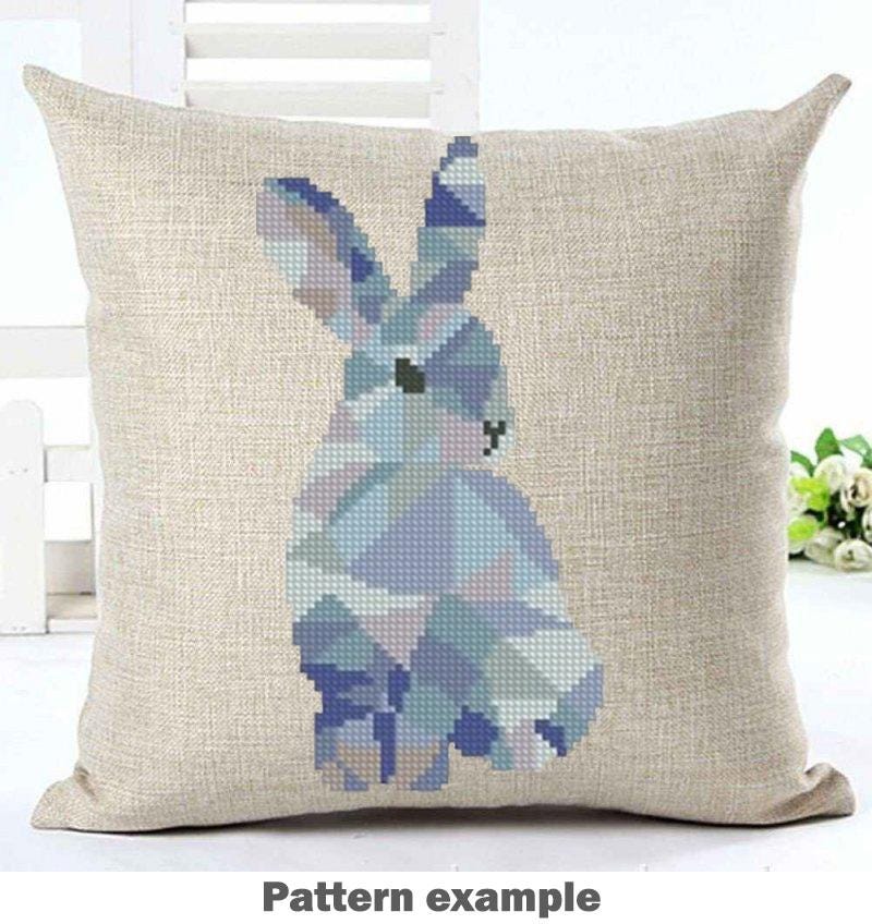 Bunny Silhouette Geometry, Modern cross stitch Pattern pdf, Counted Animals cross stitch, Woodland nursery art, Baby room, Rabbit Embroidery - NuttyHappyHobby