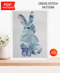 Bunny Silhouette Geometry, Modern cross stitch Pattern pdf, Counted Animals cross stitch, Woodland nursery art, Baby room, Rabbit Embroidery - NuttyHappyHobby