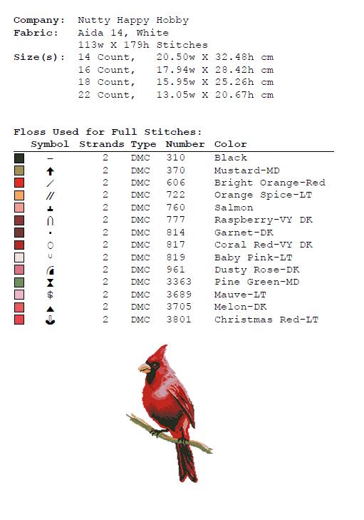 Cardinal Birds Cross Stitch Pattern Set PDF, Red Cardinal Couple & Flying Cardinal, Round Hoop Embroidery Charts, Nature Wall Art, download - NuttyHappyHobby
