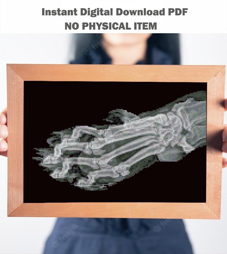Cat Paw X - Ray Cross Stitch Pattern PDF, Anatomical Feline Skeleton Embroidery Chart, Radiology Style Pet Anatomy Art, Veterinary Gift - NuttyHappyHobby