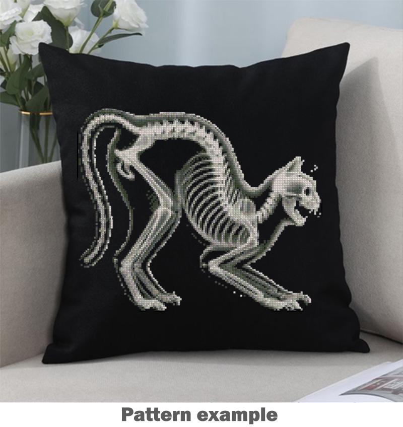 Cat Skeleton Cross Stitch Pattern PDF, X Ray Anatomy Embroidery Design, Gothic Veterinary Art, Halloween Wall Decor Download - NuttyHappyHobby