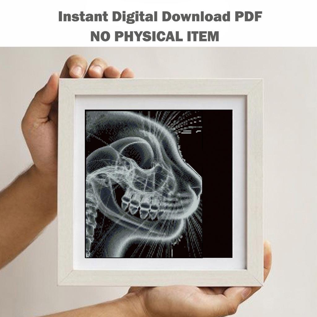 Cat X - Ray Cross Stitch Pattern PDF, Anatomical Cat Skull Embroidery Chart, Radiology Style Pet Anatomy Art, Veterinary Gift,Instant Download - NuttyHappyHobby