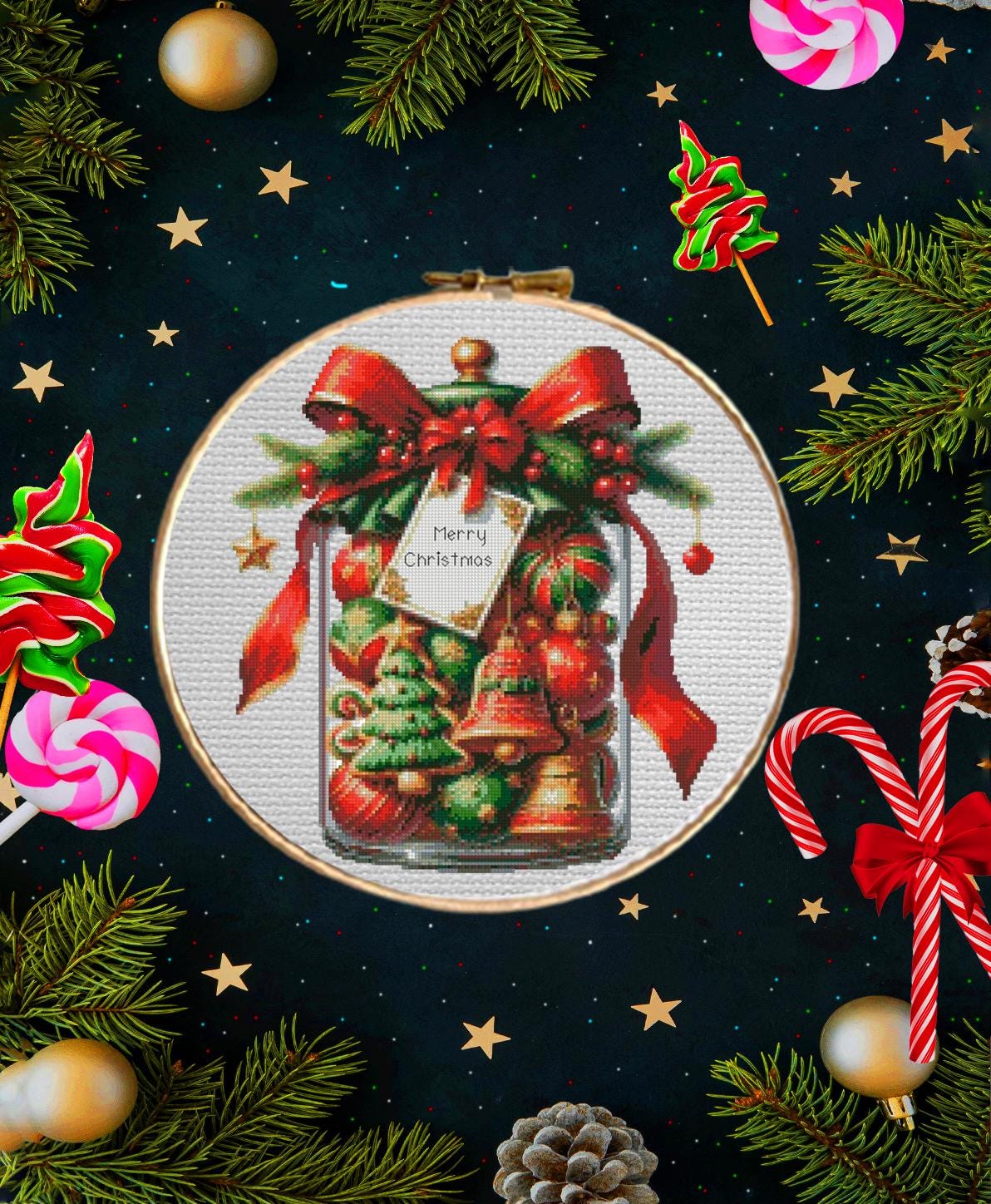 Christmas Bells Cross Stitch Pattern PDF, Holiday Ornament Embroidery Chart, Festive Christmas Decor Needlework, Winter Cross Stitch Design - NuttyHappyHobby