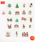 Christmas Cross Stitch Pattern Set PDF, Holiday Mini Cross Stitch Designs Bundle, Santa Tree Gnome Snowman Ornament Needlework Chart - NuttyHappyHobby