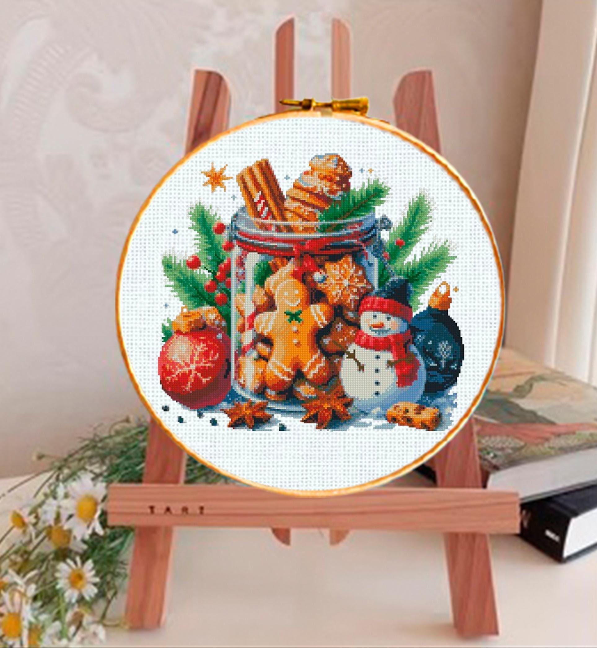 Christmas cross stitch pattern Snowman cross stitch Snow Globe cross stitch Christmas tree ornament Holiday decor Advent calendar embroidery - NuttyHappyHobby