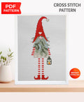 Christmas Gnome Cross Stitch Pattern PDF, Scandinavian Tomte Embroidery Design, Nordic Holiday Gnome Needlework Chart, Festive Christmas - NuttyHappyHobby
