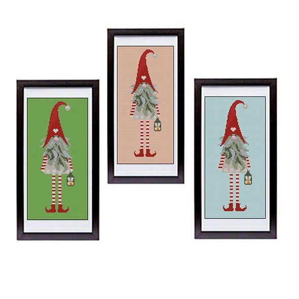 Christmas Gnome Cross Stitch Pattern PDF, Scandinavian Tomte Embroidery Design, Nordic Holiday Gnome Needlework Chart, Festive Christmas - NuttyHappyHobby