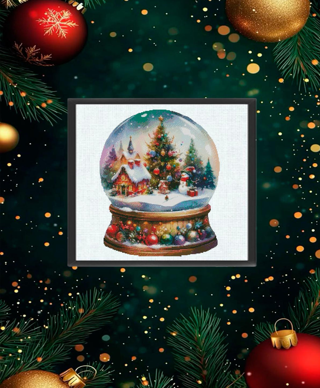 Christmas Snow Globe Cross Stitch Pattern PDF, Winter Village Embroidery Design, Holiday Snow Globe Needlework Chart,Festive Christmas Decor - NuttyHappyHobby