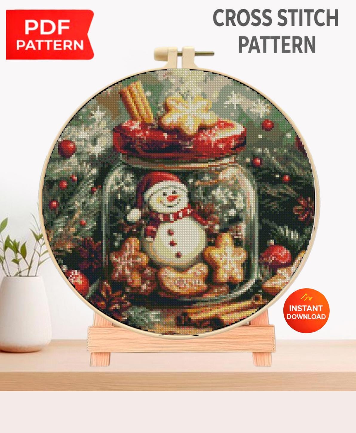 Christmas Snowman Cross Stitch Pattern PDF, Snow Globe Embroidery Design, Winter Holiday Needlework Chart, Festive Christmas Decor, gifts - NuttyHappyHobby