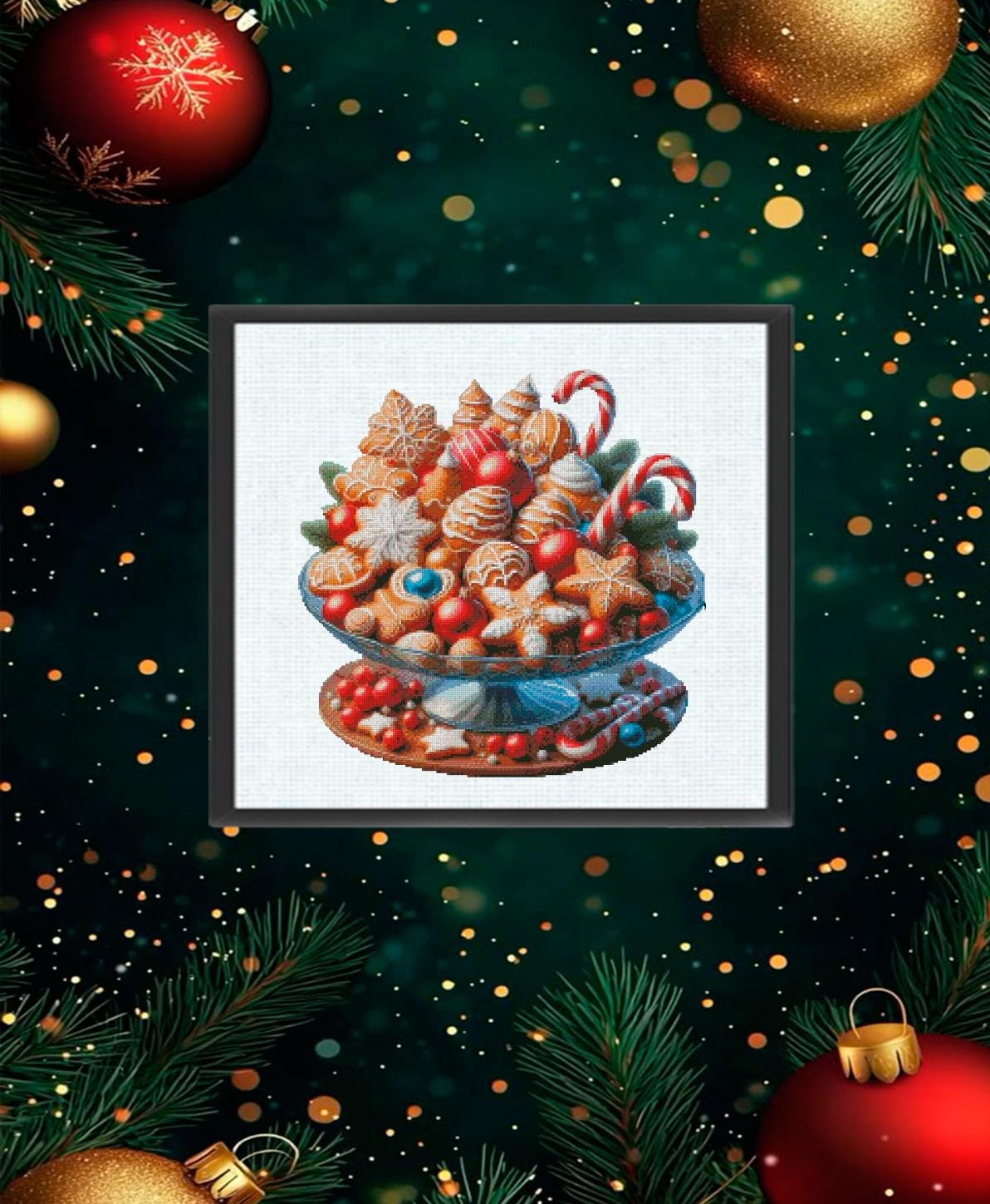 Christmas Sweets Cross Stitch Pattern PDF, Holiday Candy Embroidery Design, Festive Dessert Needlework Chart, Christmas Treats Cross Stitch - NuttyHappyHobby