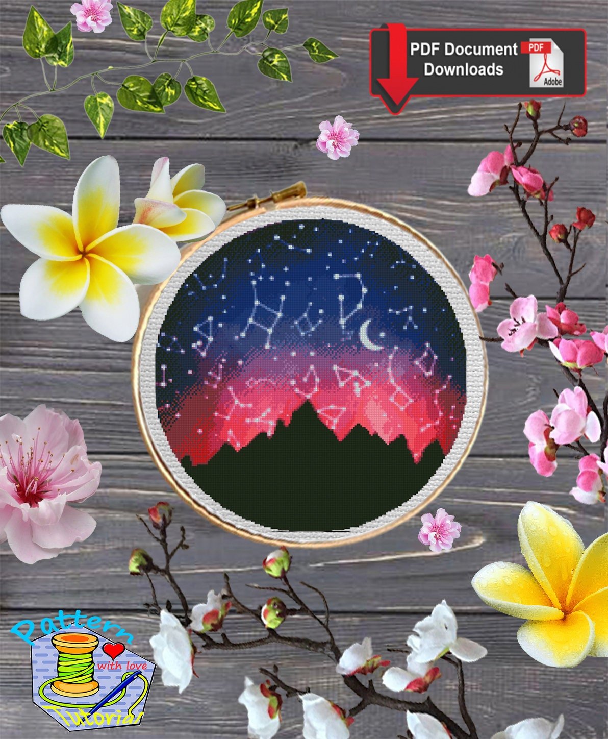 Constellation Cross Stitch Pattern PDF, Zodiac Night Sky Embroidery Design, Star Map Cross Stitch Chart, Astrology Needlework, download pdf - NuttyHappyHobby