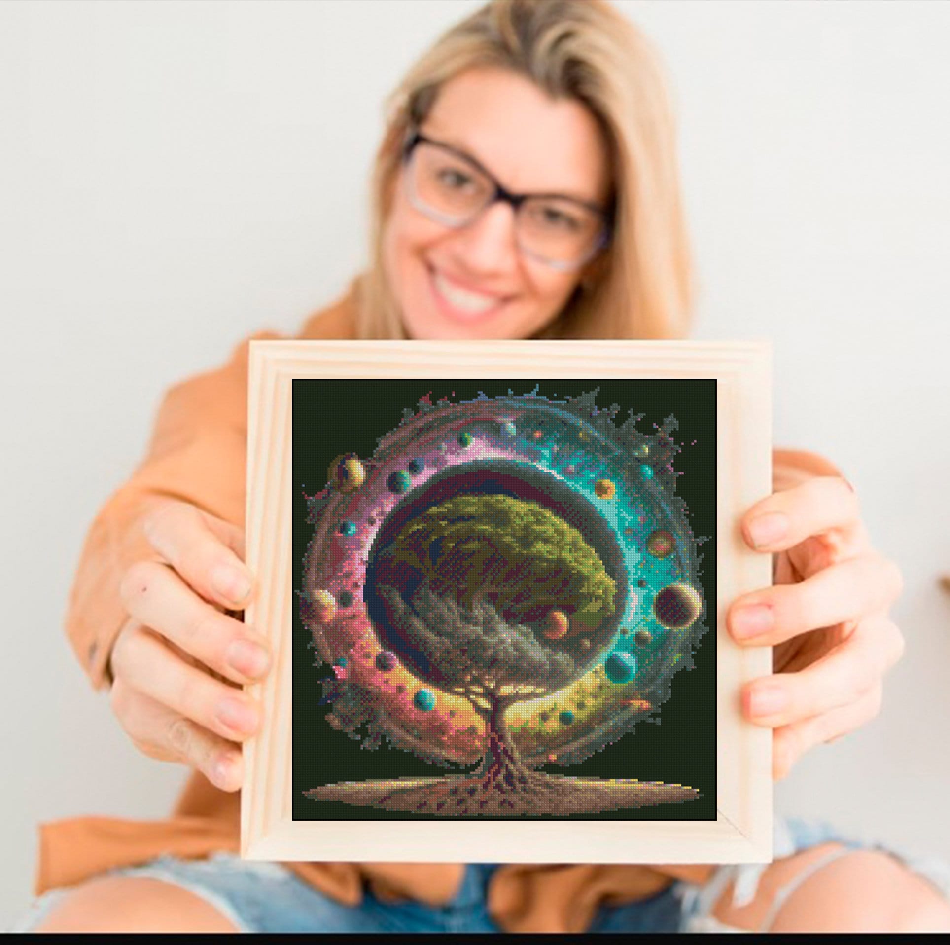 Cosmic Tree of Life Cross Stitch Pattern PDF, Galaxy Tree Fantasy Embroidery Design, Magical Universe Cross Stitch Digital Download pdf - NuttyHappyHobby