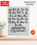 Cursive ABC Alphabet Cross Stitch Pattern PDF, Script Uppercase and Lowercase Font with Numbers and Symbols, Elegant Name Embroidery Chart - NuttyHappyHobby
