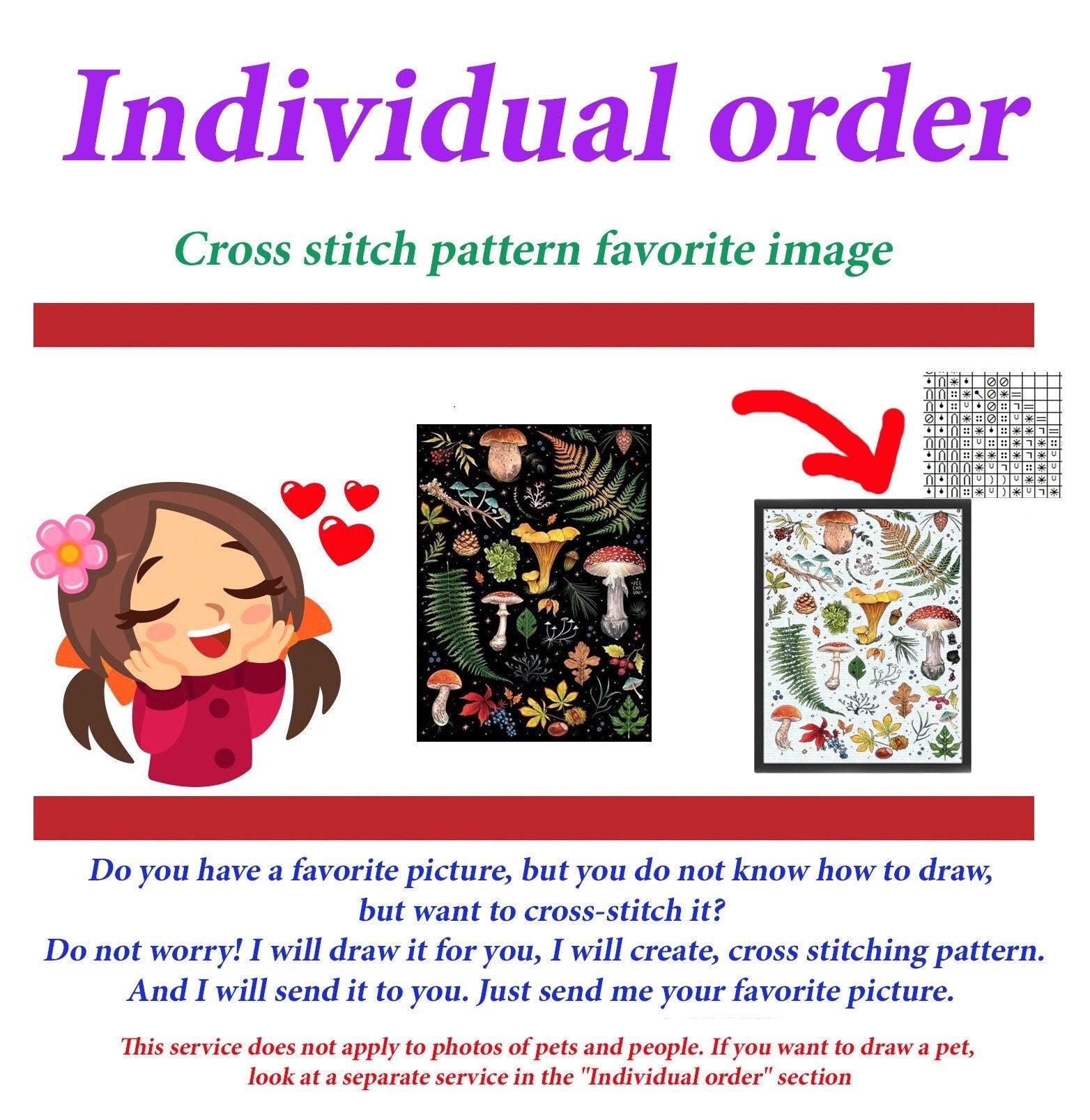 Custom Cross Stitch Pattern From Image, Personalized Embroidery Pattern PDF, Custom Cross Stitch Design From Photo Or Artwork - NuttyHappyHobby