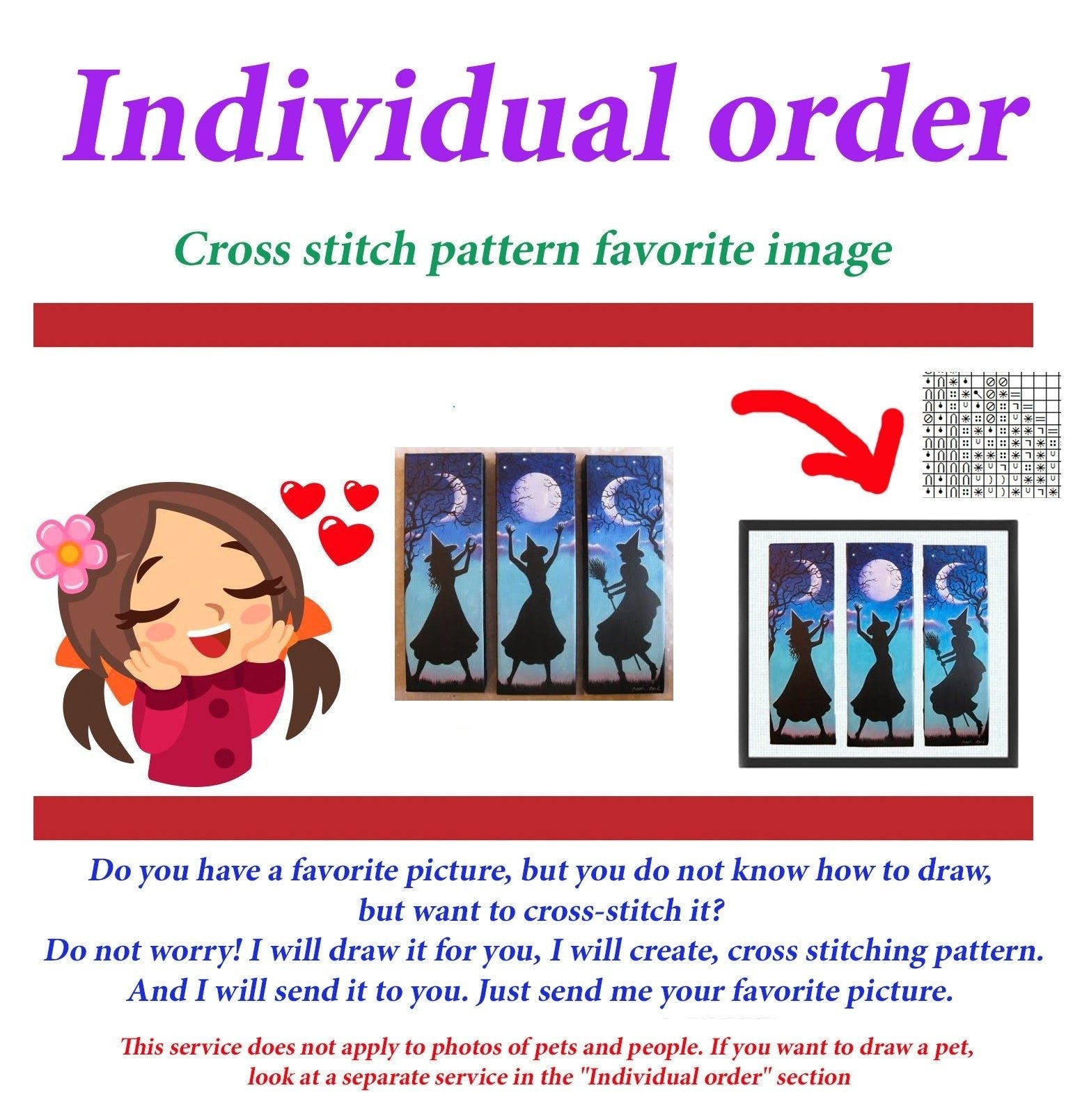 Custom Cross Stitch Pattern From Image, Personalized Embroidery Pattern PDF, Turn Your Picture Into Cross Stitch Design, Custom Pattern - NuttyHappyHobby
