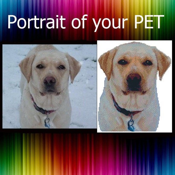 Custom Dog Portrait Cross Stitch Pattern From Photo, Personalized Pet Embroidery Pattern PDF, Dog Photo To Cross Stitch, Cat Portrait - NuttyHappyHobby
