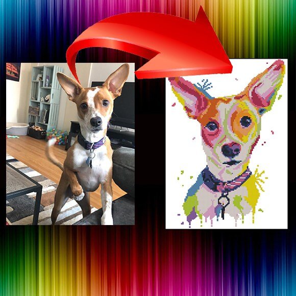 Custom Dog Portrait Cross Stitch Pattern From Photo, Personalized Pet Embroidery Pattern PDF, Dog Photo To Cross Stitch Design, Cat Portrait - NuttyHappyHobby
