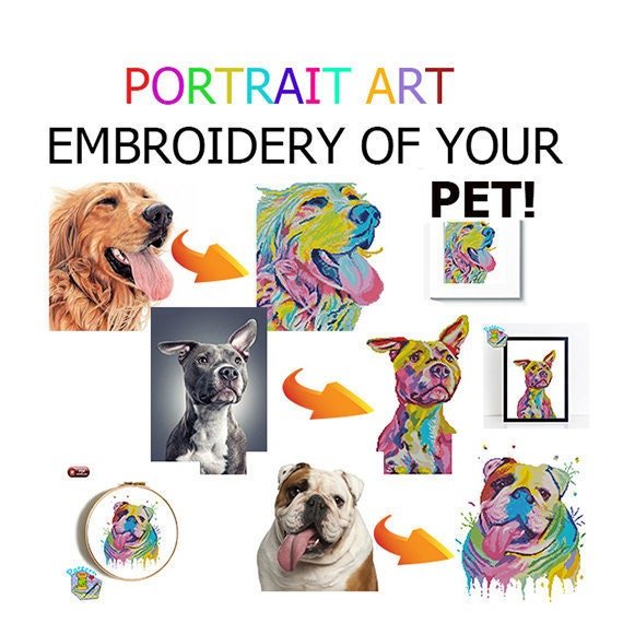 Custom Pet Portrait Cross Stitch Pattern From Photo, Personalized Dog Cat Embroidery Pattern PDF, Pet Portrait Cross Stitch Design - NuttyHappyHobby