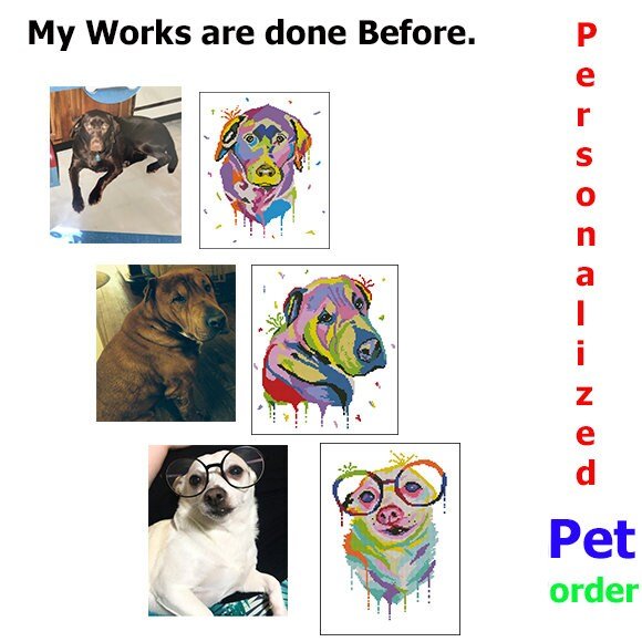 Custom Pet Portrait Cross Stitch Pattern From Photo, Personalized Dog Cat Embroidery Pattern PDF, Pet Portrait Cross Stitch Design - NuttyHappyHobby