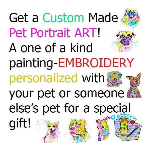 Custom Pet Portrait Cross Stitch Pattern From Photo, Personalized Dog Cat Embroidery Pattern PDF, Pet Portrait Cross Stitch Design - NuttyHappyHobby