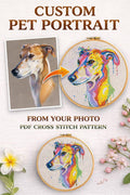 Custom Pet Portrait Cross Stitch Pattern From Photo, Personalized Dog Embroidery Pattern PDF, Dog Photo To Cross Stitch Design, Cat Portrait - NuttyHappyHobby