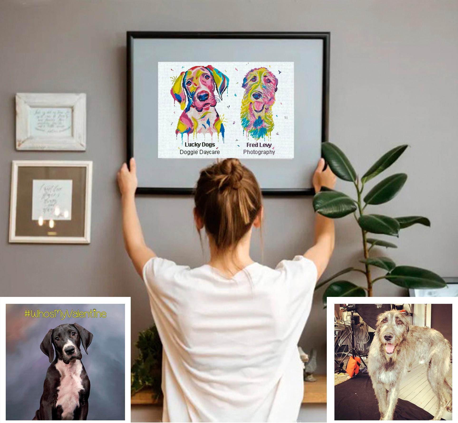 Custom Two Pet Portrait Cross Stitch Pattern From Photo, Personalized Dog Embroidery Pattern PDF, 2 Pets Photo To Cross Stitch, Cat Portrait - NuttyHappyHobby
