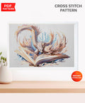 Dragon Book Cross Stitch Pattern PDF, Fantasy Dragon Embroidery Design, Magic Book Cross Stitch, Dragon Fantasy Cross Stitch Download pdf - NuttyHappyHobby