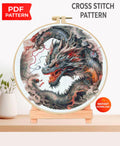 Dragon Cross Stitch Pattern PDF, Fantasy Dragon Embroidery Design, Mythical Creature Cross Stitch Chart, Dark Dragon Needlework download - NuttyHappyHobby