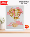 Dream Big Little One Cross Stitch Pattern PDF, Baby Nursery Embroidery Design, Baby Shower Gift Pattern, Nursery Decor Cross Stitch Download - NuttyHappyHobby
