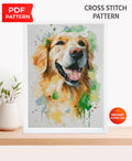 Golden Retriever Cross Stitch Pattern PDF, Dog Portrait Embroidery Design, Golden Retriever Needlework Chart, Dog Lover Gift, Animal Cross - NuttyHappyHobby