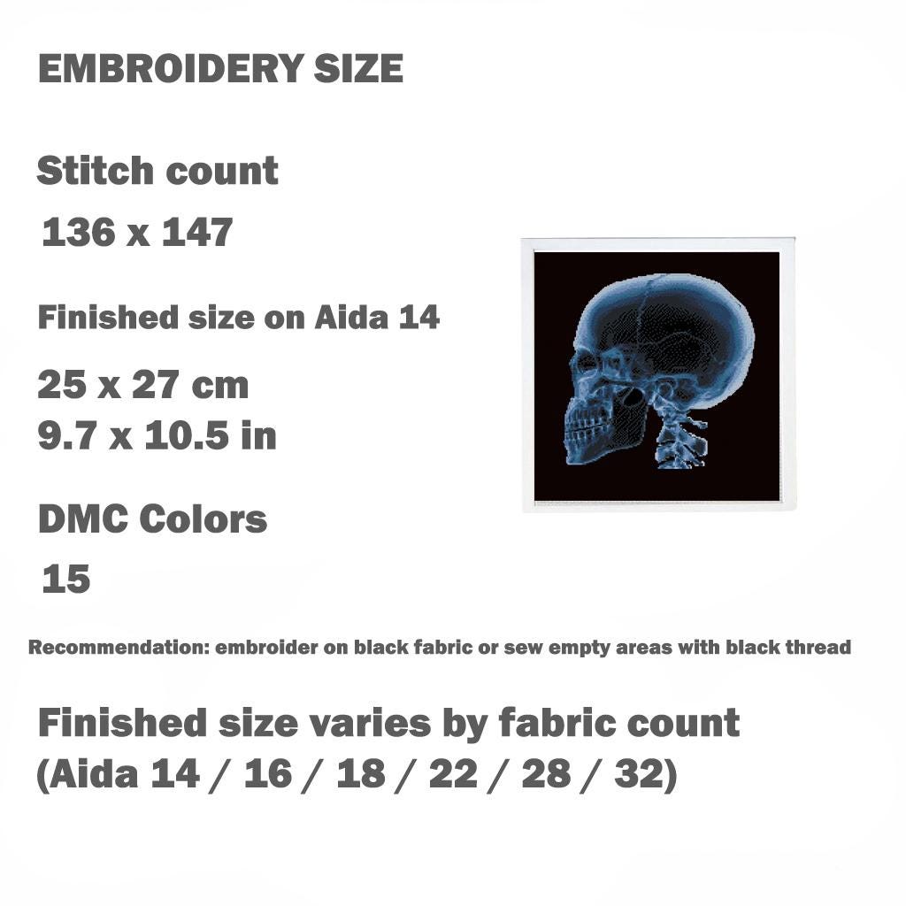 Human Anatomy X Ray Cross Stitch Bundle PDF, Skull Brain Heart Hand Rib Cage Embroidery Patterns, Medical Wall Art Set, Pattern Keeper - NuttyHappyHobby